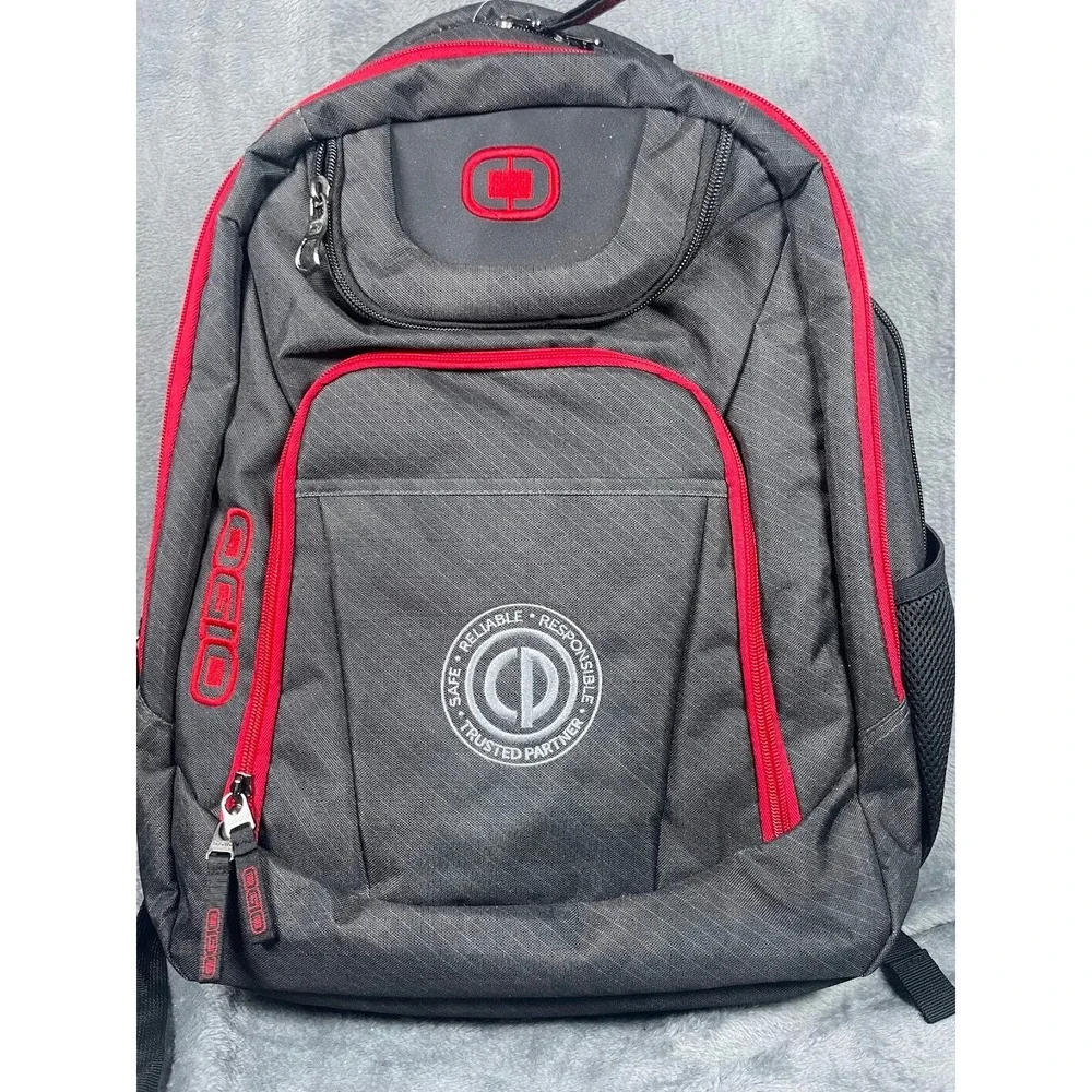 NWT OGIO Backpack Dark Gray Red Laptop Compartment Tech School Commuter Bag